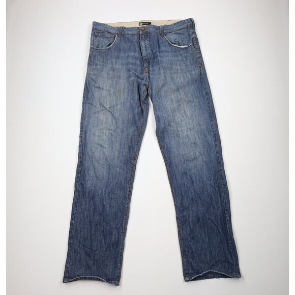 Vintage Sean John Mens 38x38 Distressed Baggy Fit Wide Leg Denim Jeans Blue